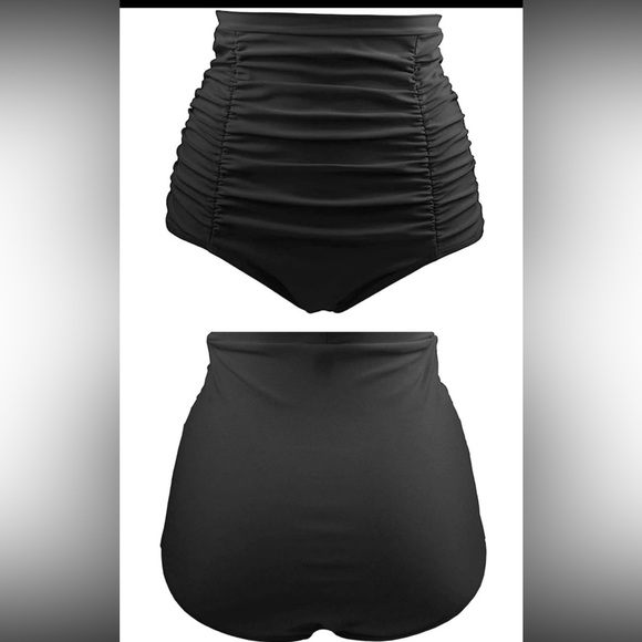 NWT Salt + Cove Bikini • Strappy Push-Up Top & Shirred High Waist Retro Bottoms - Picture 9 of 13